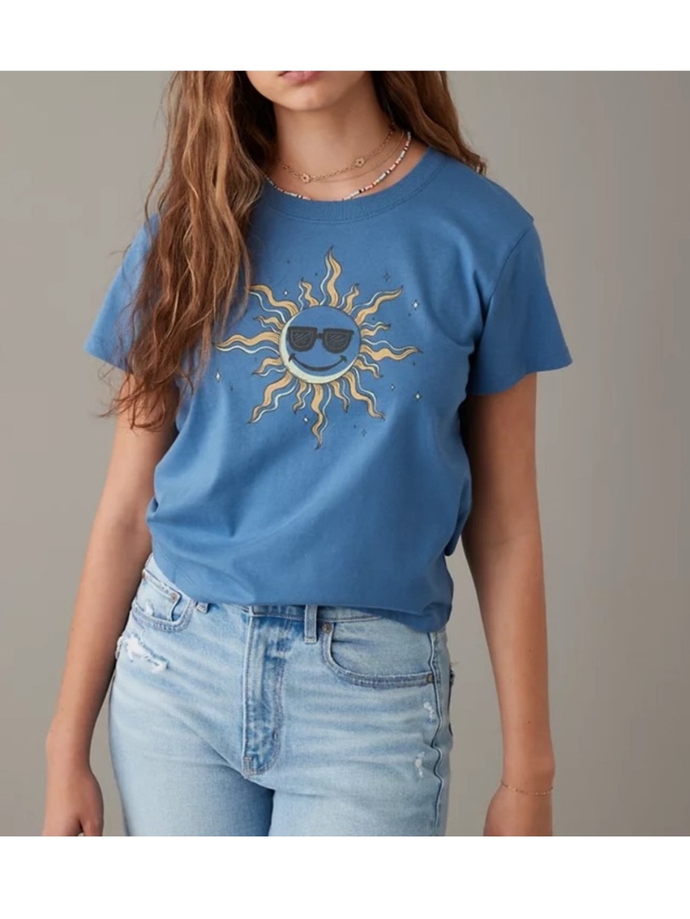 American Eagle Blue Sun Graphic Tee